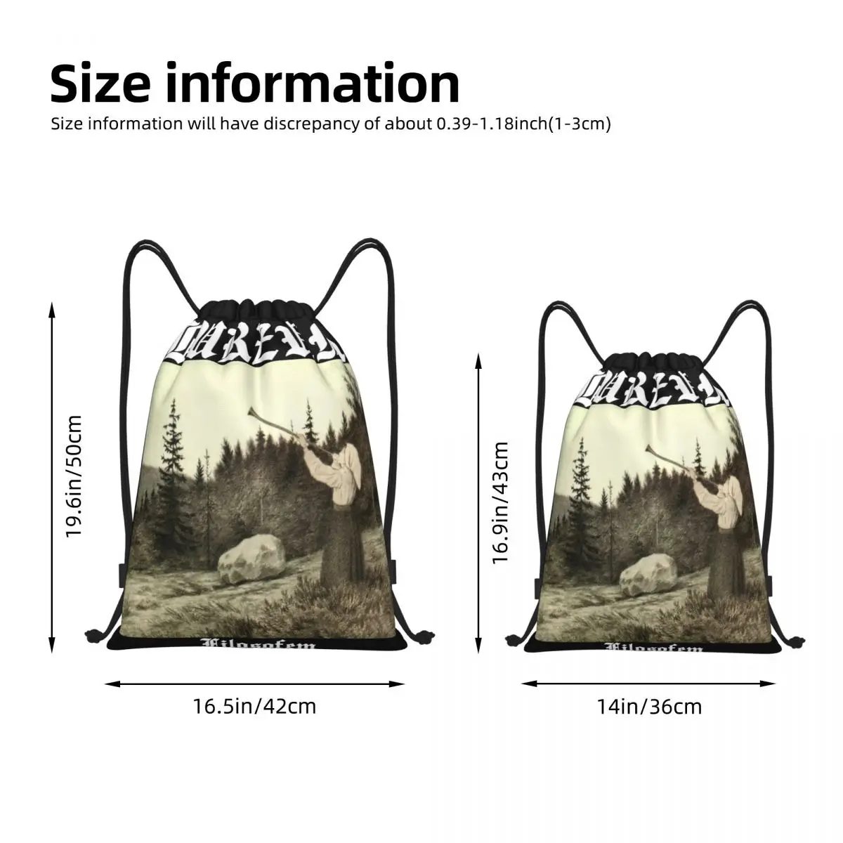 Black Metal Burzum Filosofem Drawstring Backpack Sports Gym Bag String Sackpack for Exercise