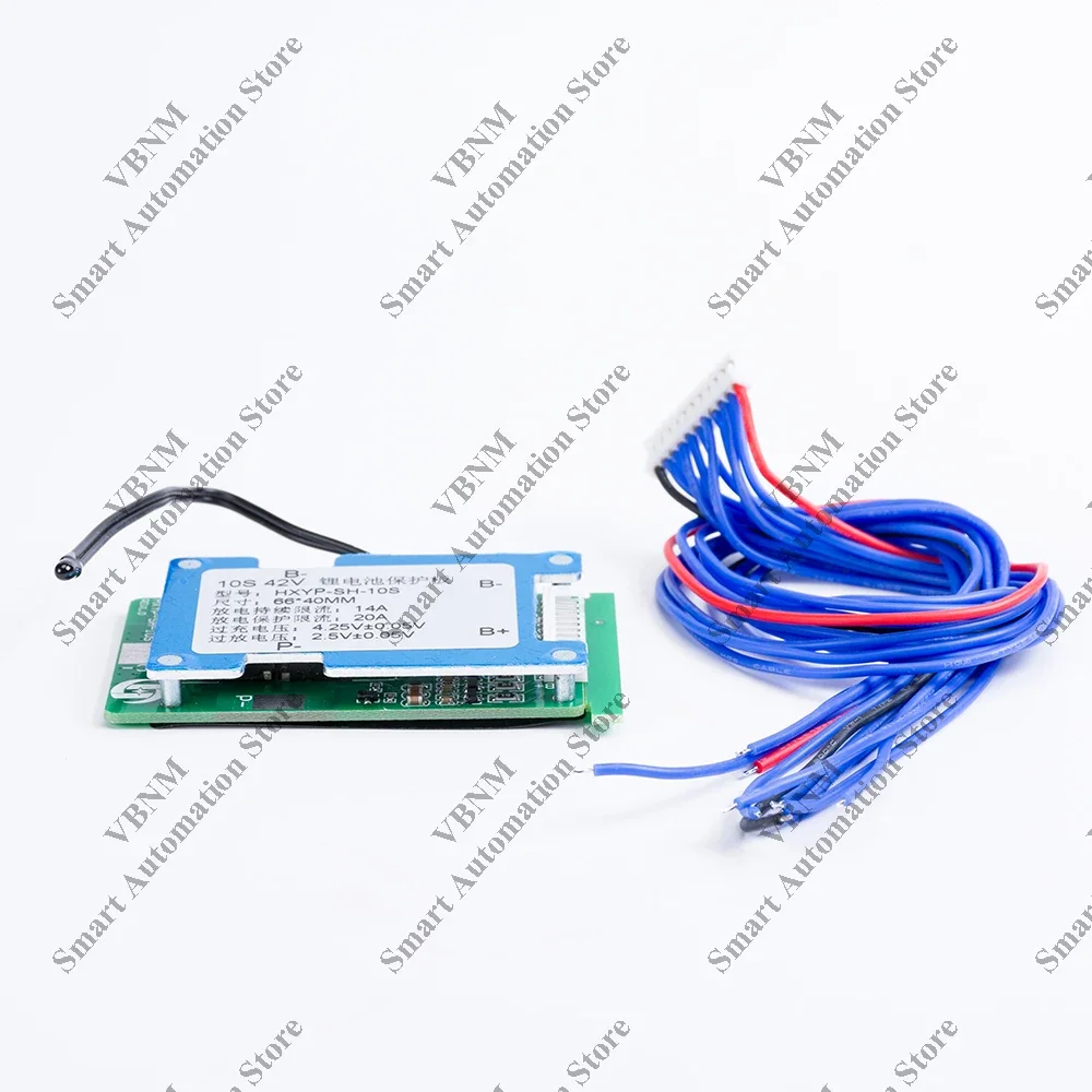 14A BMS 10S 36V สำหรับแบตเตอรี่ Li-ion 3.7V ที่มีการชาร์จที่สมดุลการป้องกันอุณหภูมิ NTC พอร์ตทั่วไป/แยก2-in-1 66*40*9มม.