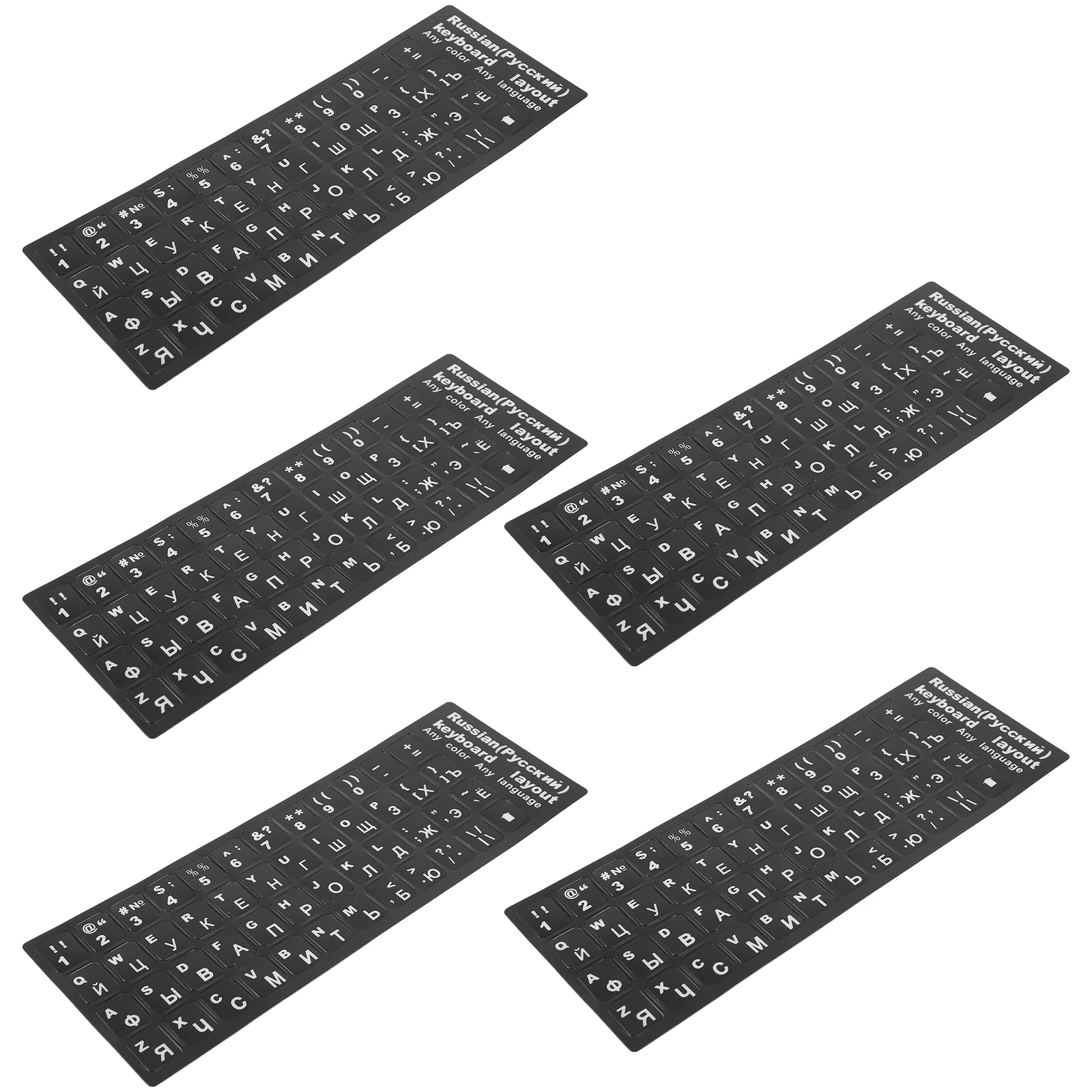 

5 Sheets Stickers Keyboard Film Letters Replacement Russian Desktop Computer Accessories Language Black Decals