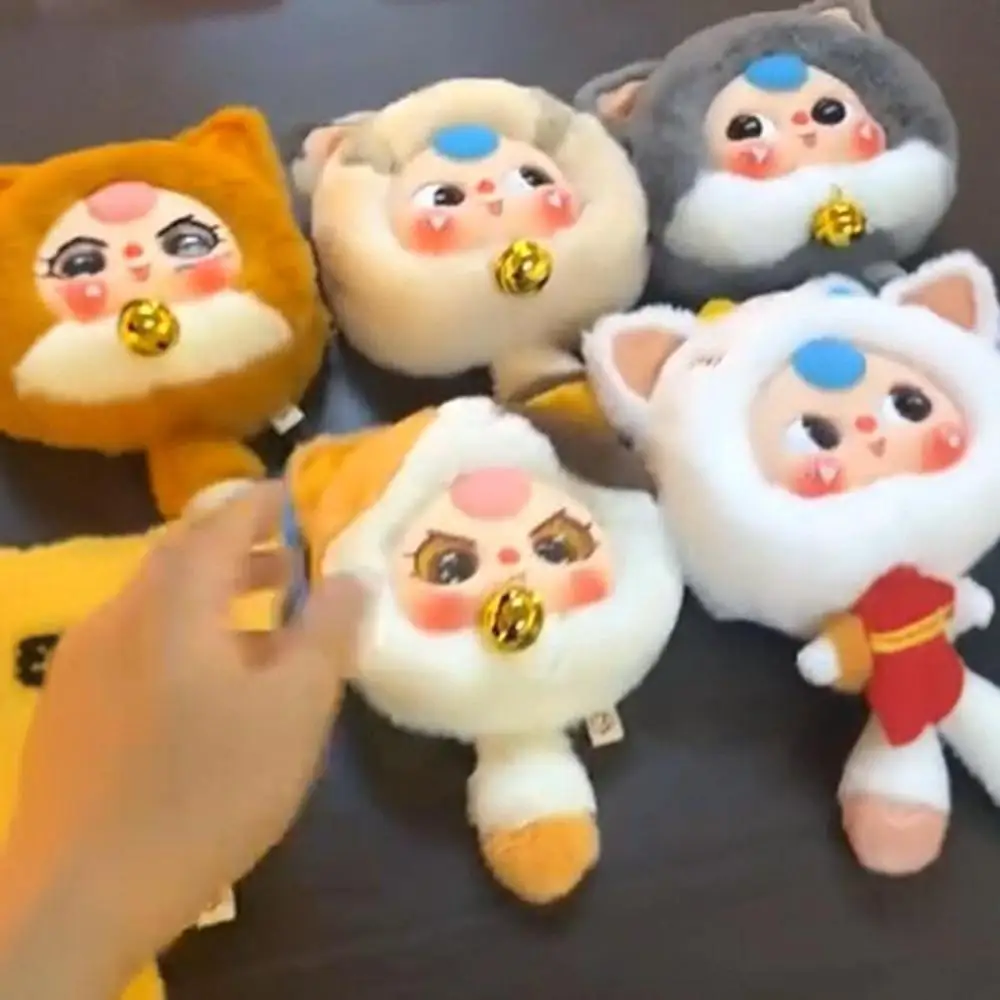 Bebé tres gatos de la suerte bolsa con cremallera serie caja ciega juguete de moda lindo muñeco de peluche regalo