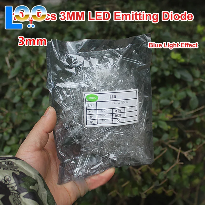 1000 шт. 3 мм светодиодный диод F3 в ассортименте, ультралегкий яркий синий светодиод, светоизлучающий диод «сделай сам»