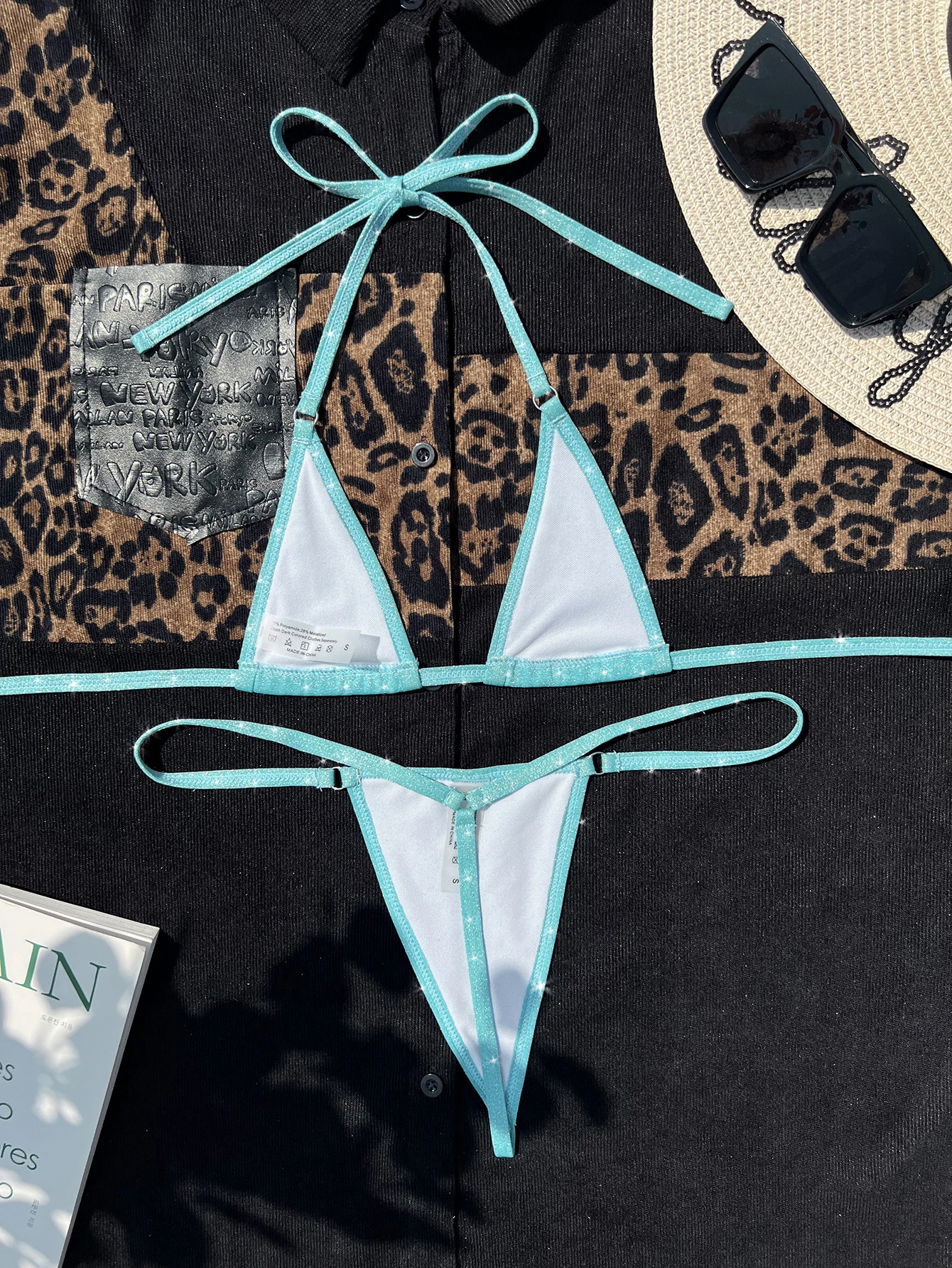 Nowe stringi Bikini Bling strój kąpielowy z powrotem zestaw Bikini kobiet strój kąpielowy kobiecy strój kąpielowy letni strój plażowy damski Halter