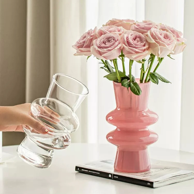 Modern Minimalist Glass Vase Flower Arrangement Decoration Home Ornament Glass Vase Dining Table Decoration Wedding Ornaments