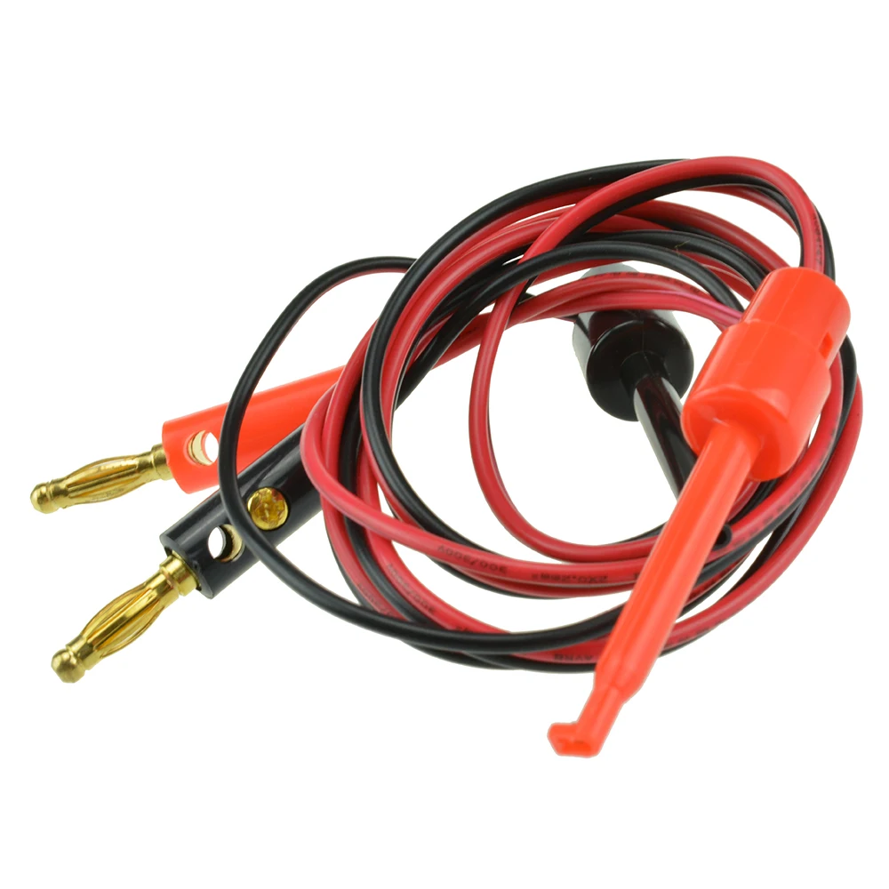 1m Small Test Hook Clip to Banana Plug Cable for Multimeter Test Lead Cables Black White Electrical Clamp Dual Tester 1 Pair