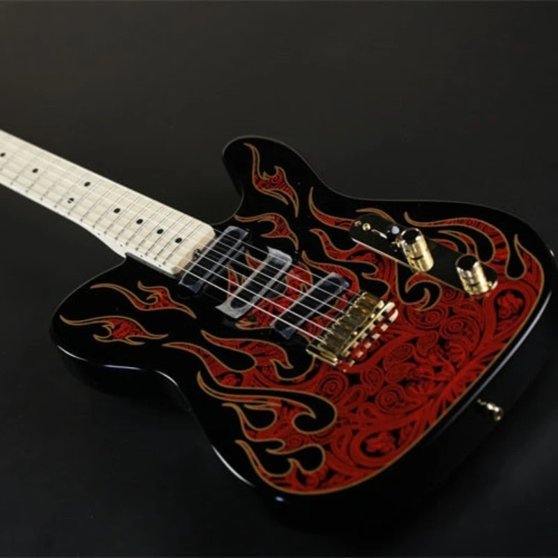 Instrument Fanta Red Flame Pattern, Electric Guitar