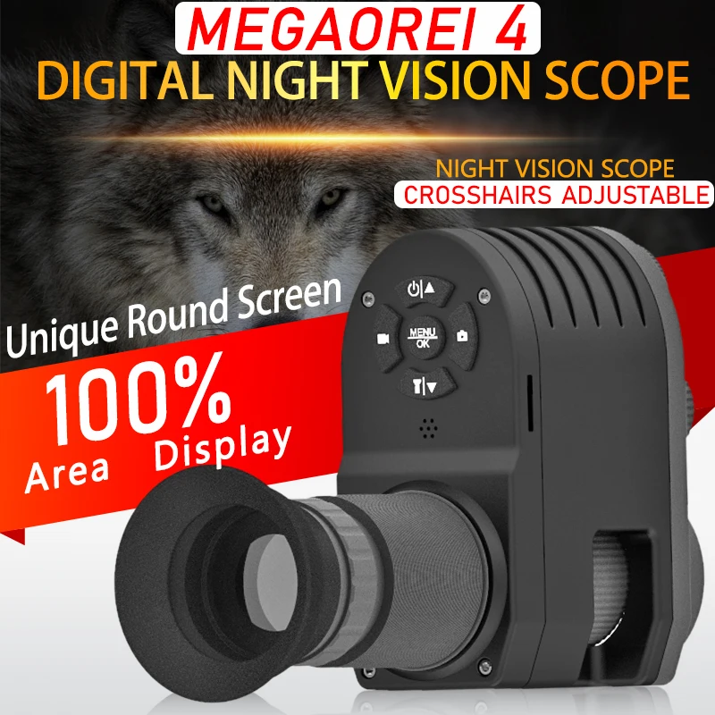 New Arrival Megaorei 4 Digital Night Vision Scope Rifle Scope Optics Hunting Cameras HD1080P full size screen 850nm Laser IR