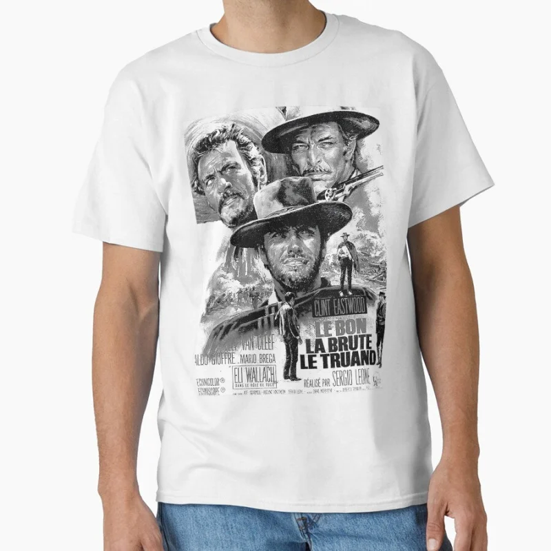 

1966 Vintage film A Fistful of Dollars Cowboy movie Eastwood Retro Gift t shirt men Large size Tops 100% cotton printed Clothes