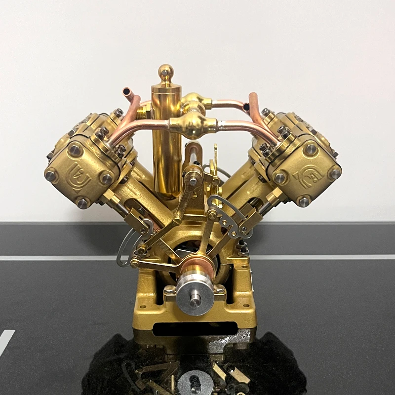 RW-V4 Metal V Type 4 Cylinder Steam Engine Mini Steam Engine Model Mechanical Toy