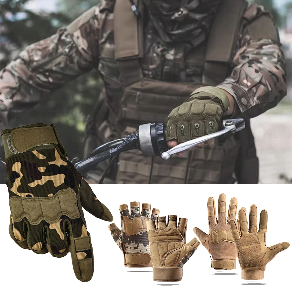 Tactical Gloves Men's Half/full Finger Glove Combat Anti-Skid Outdoor Riding Training Bicycle Camping Hunting Mittens Guantes