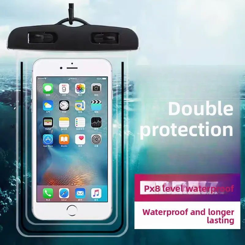 PVC Luminous Mobile Phone Waterproof Bag Luminous Mobile Phone Bag Rafting Diving Touch Screen Fluorescent Waterproof