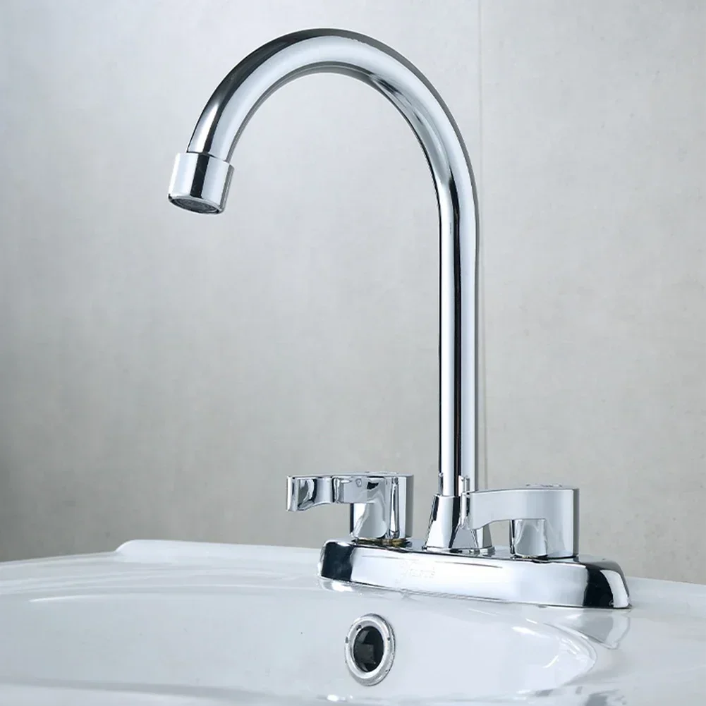 1pc Double Hole Handle Kitchen Faucet Rotary Hot And Cold Bathroom Basin Sink Mixer Tap Replacement Accessories NEW