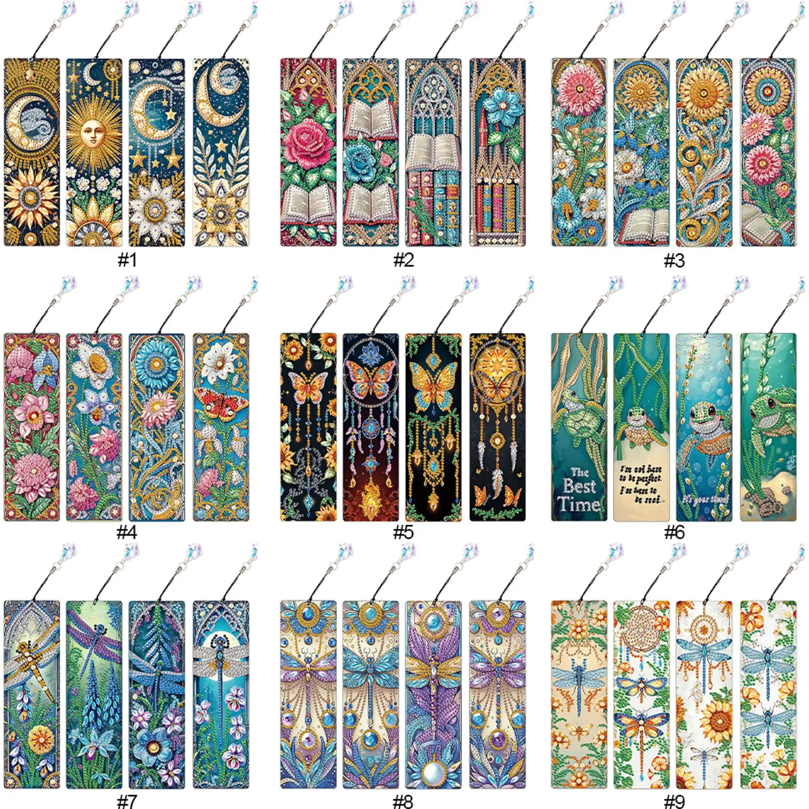 

Набор из 4 закладок для книг в форме морской черепахи с алмазной вышивкой, DIY-наборы для алмазной живописи, алмазные закладки с подвеской