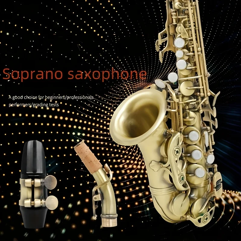 Best Quality New Curved Soprano Saxophone Brass Sax Bb key Professional Music instrument Antique copper With Case