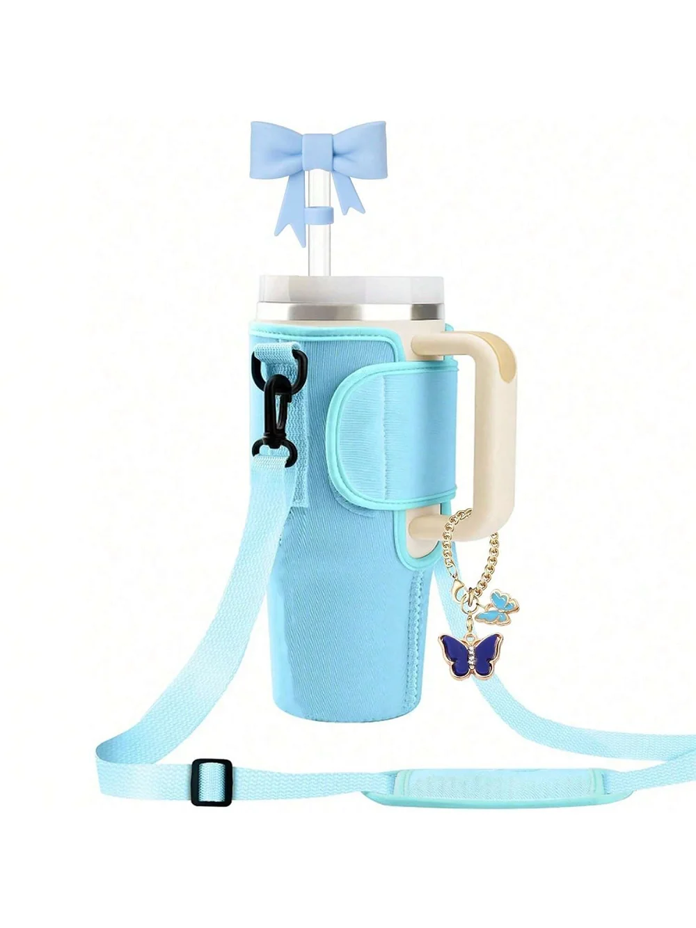 1 x Wasserflaschen-Tragetasche für große Kapazität, Tumbler-Becher mit Griff, Wasserflaschen-Becherhülle mit verstellbarem Schultergurt – Detail 8