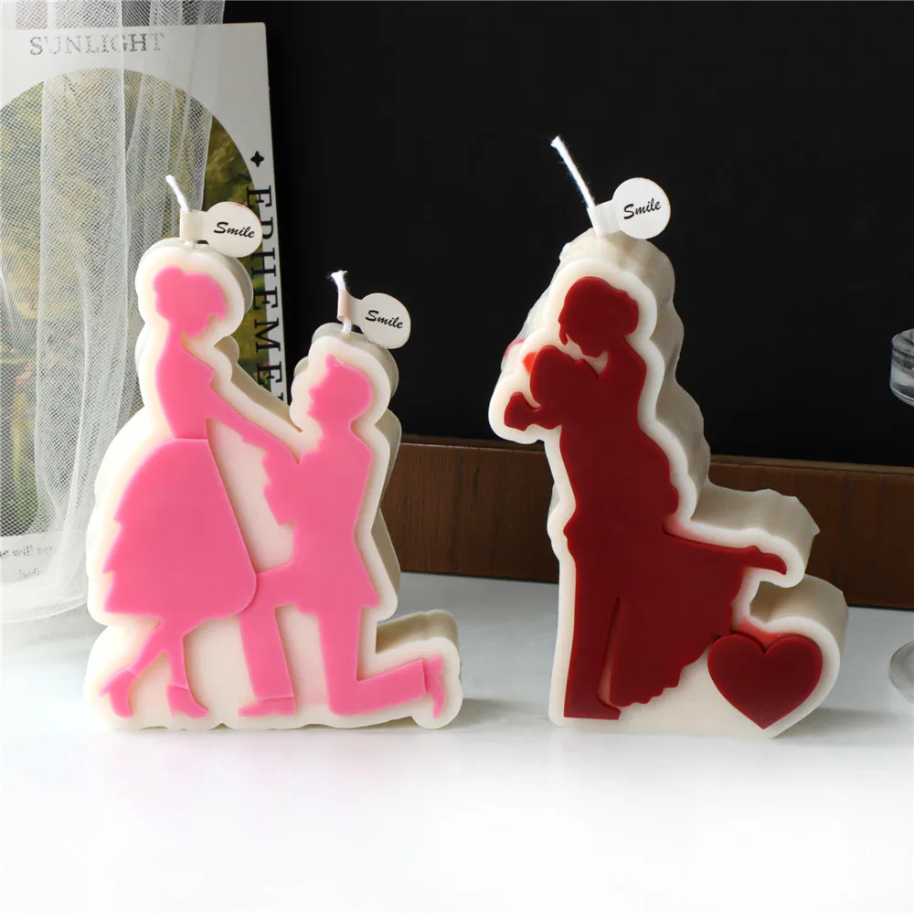 DIY Simple Hug Family Candle Silicone Mold Love Couple Candle Mould Valentine Gift Aromatherapy Candle Resin Plaster Making