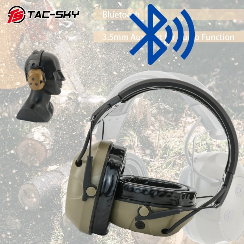 TAC-SKY Bluetooth Electronic Silicone Ear Muff Headphones, Hunting and Shooting Outdoor Activities