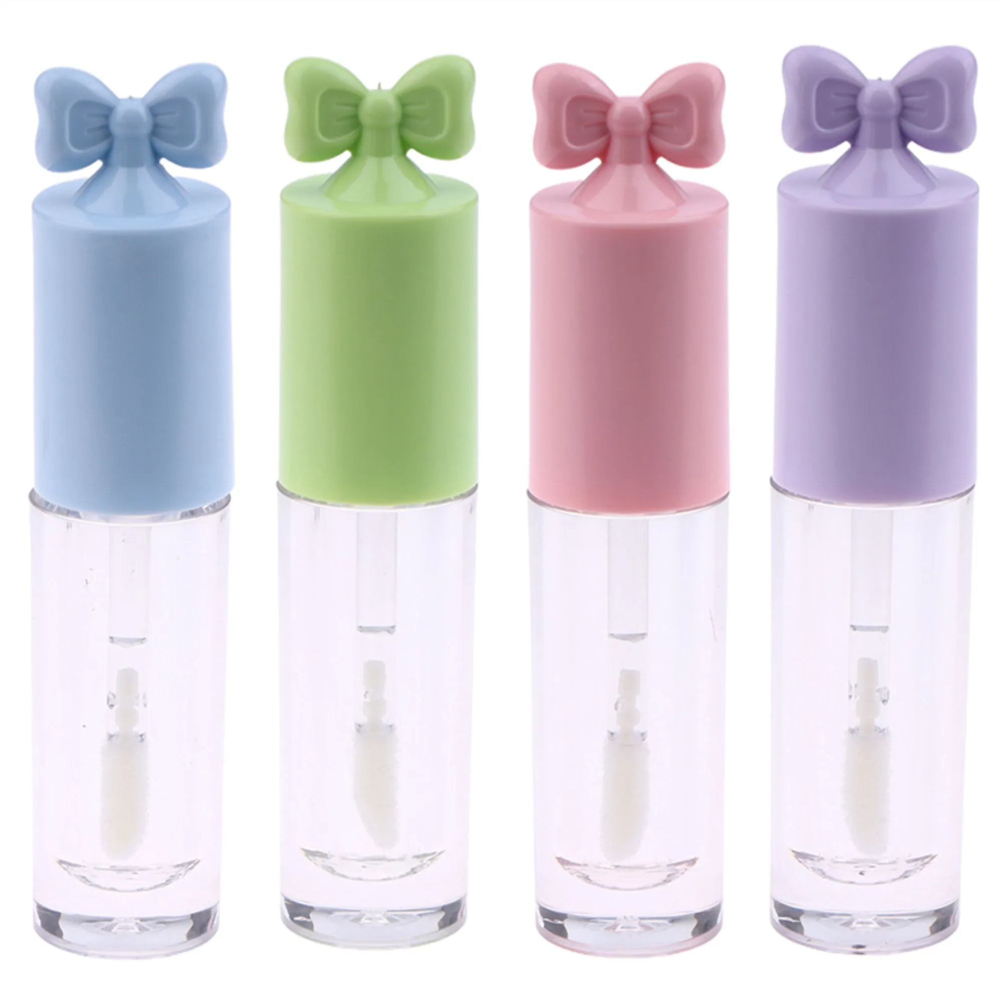 1 szt. Puste tubki na błyszczyk w kształcie kokardy DIY Cylindryczne tubki na balsam do ust 2,5 ml z aplikatorem Wielokrotnego użytku butelka na szminkę Opakowanie kosmetyczne