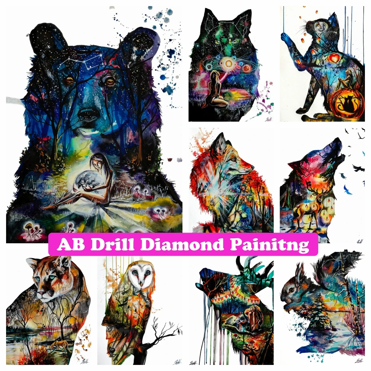 The Beauty Of Nature Animal 5D DIY AB Drills Diamond Painting Cross Stitch Fantasy Landscape Mosaic Rhinestone Hobby Home Decor