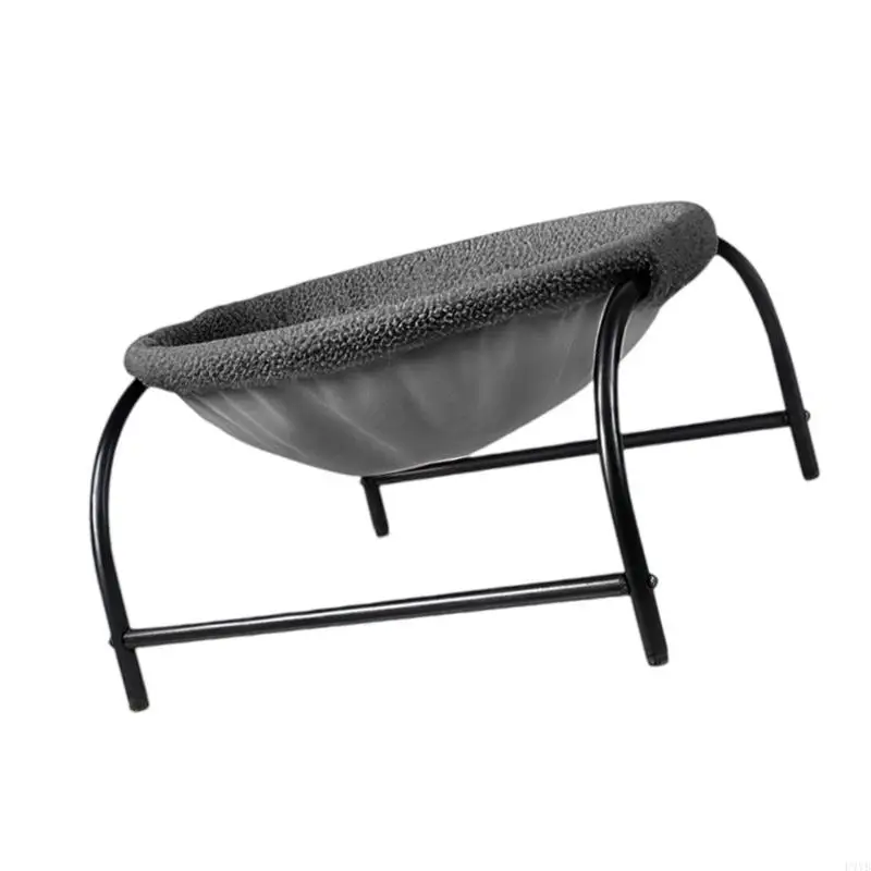 سرير مرتفع للقطط، هيكل مقوس، إطار فولاذي متين، يمكن غسله في الغسالة، كراسي الحيوانات الأليفة سهلة التجميع P9YB