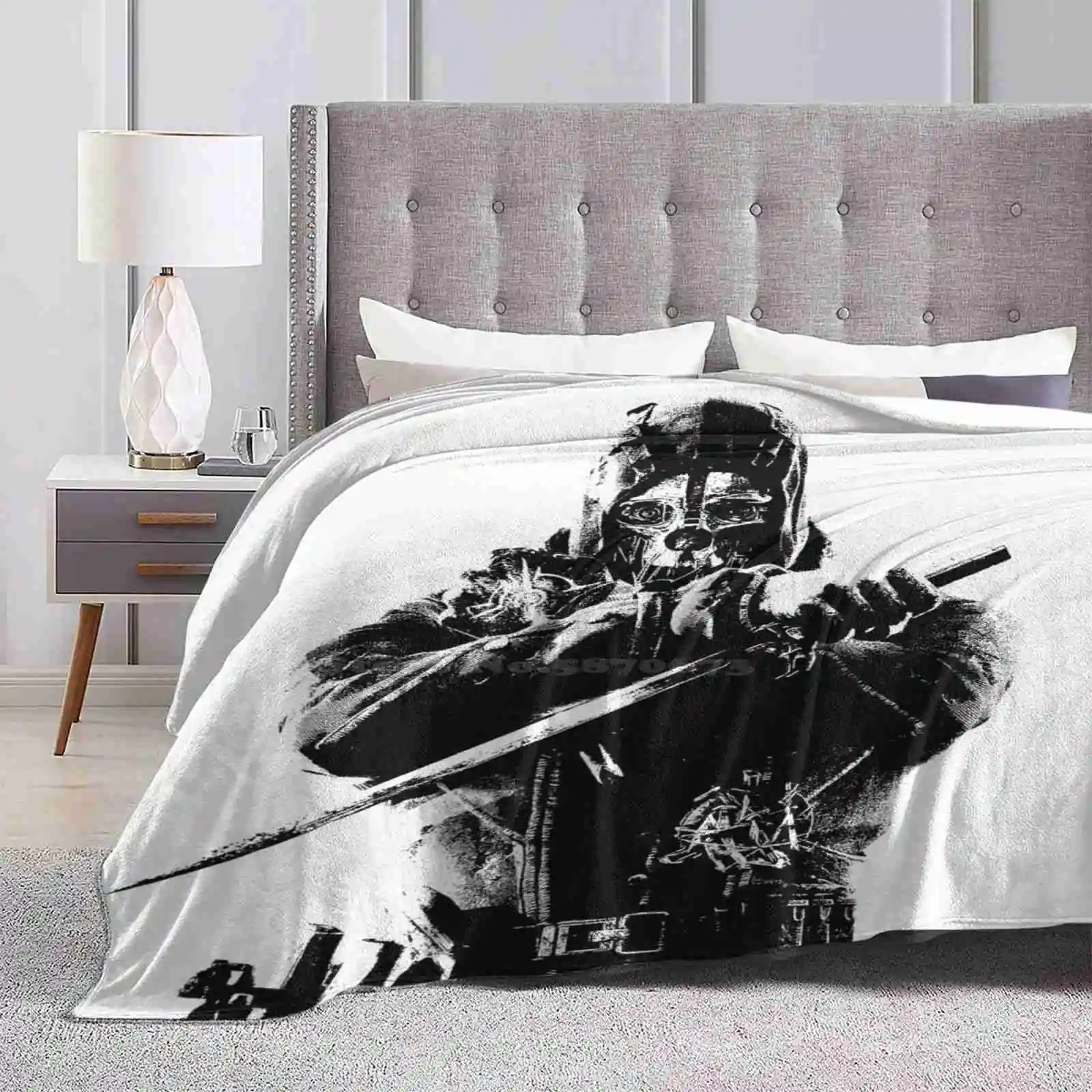 Weathered Corvo Dishonored Four Seasons Comfortable Warm Soft Throw Blanket Weathered Corvo Dishonored 2 Bethesda Black White