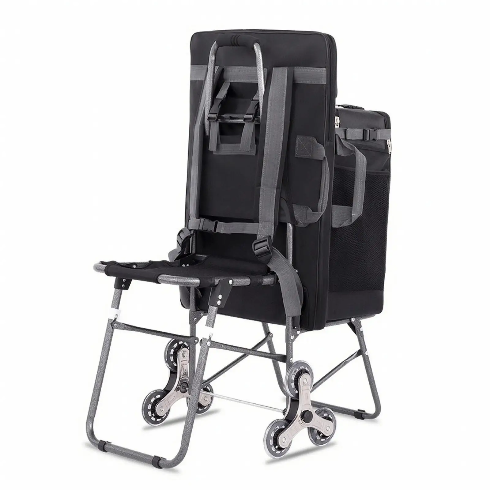 Multifunctional Art Sketch Cart Lightweight Foldable Rolling Art Supply Cart with Seat Wheeled for Artists, Outdoor Sketching