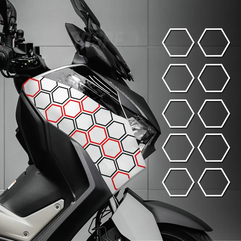 10PCS Honeycomb Motorcycle Decals Waterproof Vinyl Stickers for Fuel Tank Fairing Side Panel Scooter Body DIY Decor