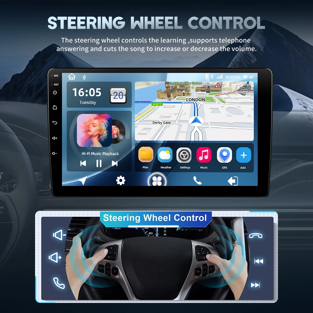 Reproductor Multimedia para Auto Android 2din con Voz AI Podofo para Citroën C3/MK2SC 2009-2016, Navegación GPS, Carplay, Android Auto, WIFI, DSP, FM, RDS, Bluetooth