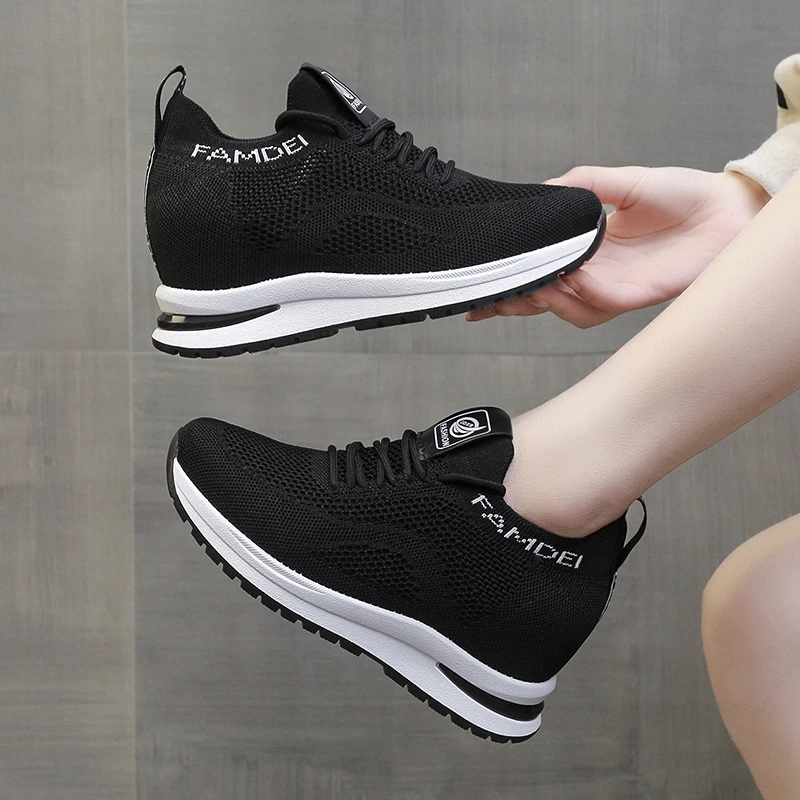 2022 Women\'s Sports Shoes Spring and Autumn New Wedge Heel Platform Shoes Mesh Breathable Casual Shoes Outdoor Walking Shoes