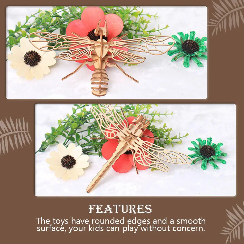 

6Pcs 3D Wooden Insect Assembly Puzzle Eco Friendly Wood Material Smooth Surface Educational Craft for Kids Fine Motor Skills