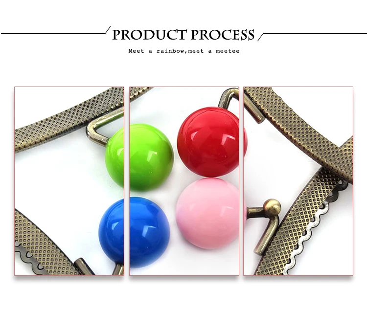 5Pcs Deepeel 16.5cm Colored Bead Metal Bag Handle DIY Handmade Sewing Brackets Kiss Clasp Purse Frame Handles for Making Bags