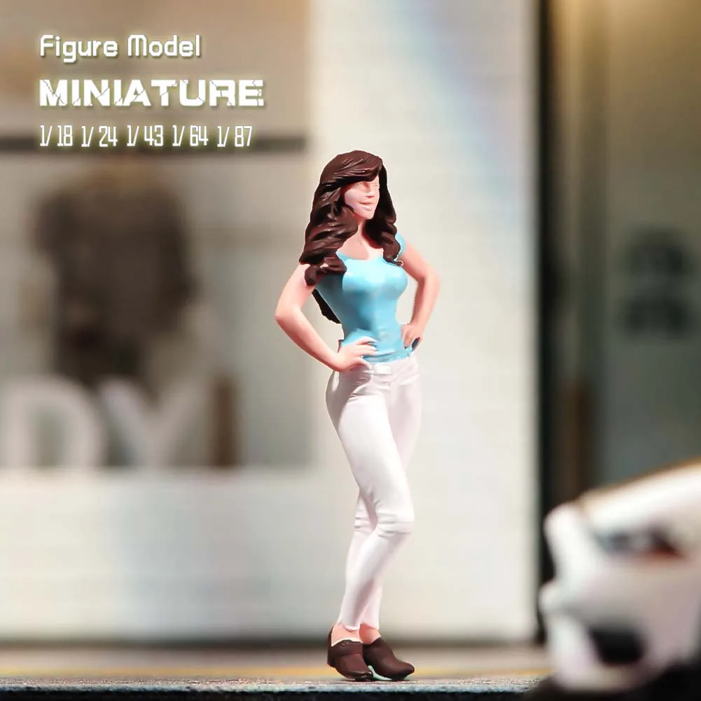 Painted Miniatures1/18 1/24 1/43 1/64 1/87 Women Who Pinch Their Waists To Take Photos Figure Model Toys View Decoration