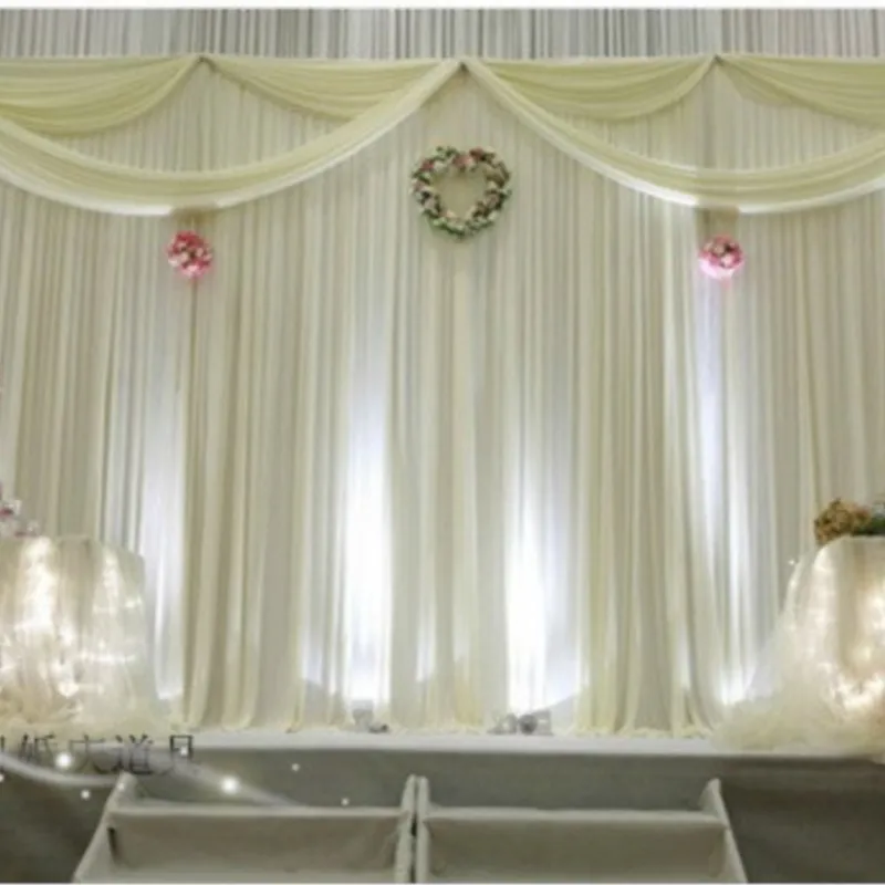

3M(H) * 6M(W) Pure White fashion style Wedding Backdrop wedding Stage curtain wedding decoration
