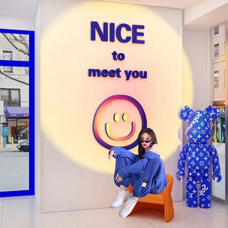 Smiling Face Acrylic Mirror Wall Stickers Living Room Bedside Decoration Kindergarten Wall Sticker for Kids Room Photography Lay