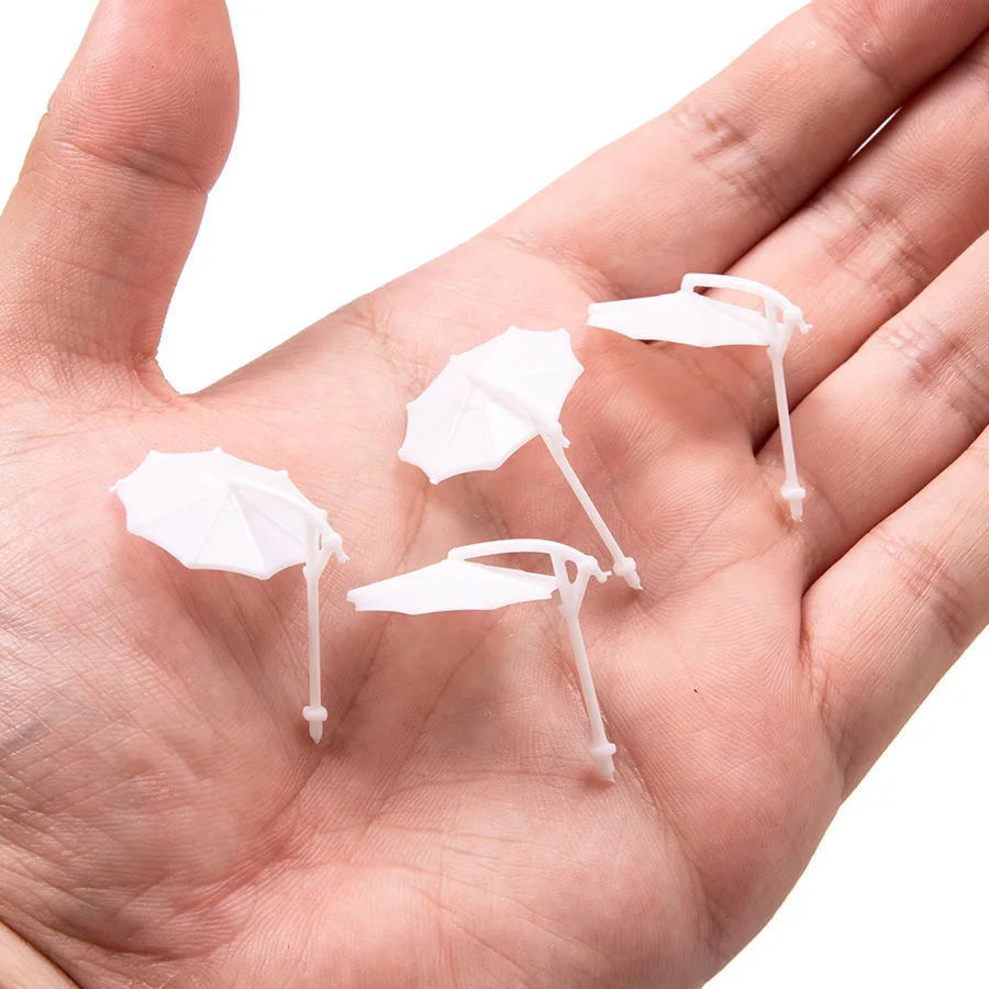 10pcs Simulation Beach Umbrella Model 1:75-1:200 Miniature Sunshade ABS Plastic Toys DIY Model Making Materials for Diorama