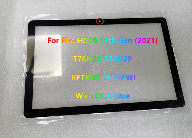 Nowość dla Amazon Fire HD 10 (2021) 11. generacji T76N2B T76N2P KFTRWI KFTRPWI Przedni szklany ekran dotykowy LCD Panel zewnętrzny + laminowane OCA