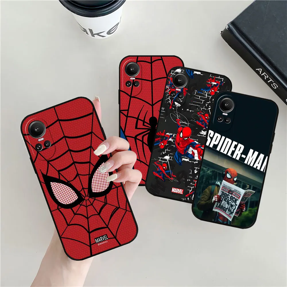 Marvel Spider Web Spider Man Eye Phone Case For OPPO Reno 11 11F 10 8 8T 7 7Z 6 6Z 5 4 3 2F Z ACE Pro Plus 5G Black Soft Cover