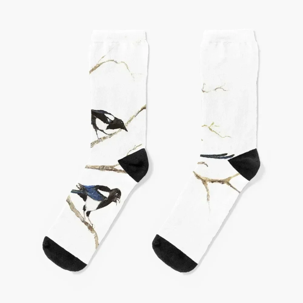 

Watercolor Magpie Bird Family Socks kids hockey essential Running Mens Socks Women's