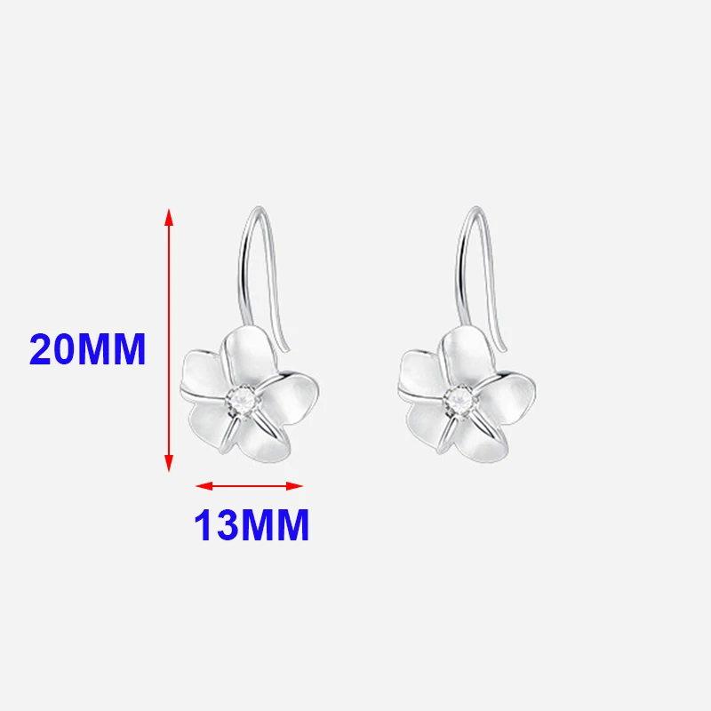 Real 925 Sterling Silver Zircon Flower Ear Hook Stud Earrings For Women Elegant Plant Fine Jewelry Light Luxury Accessory