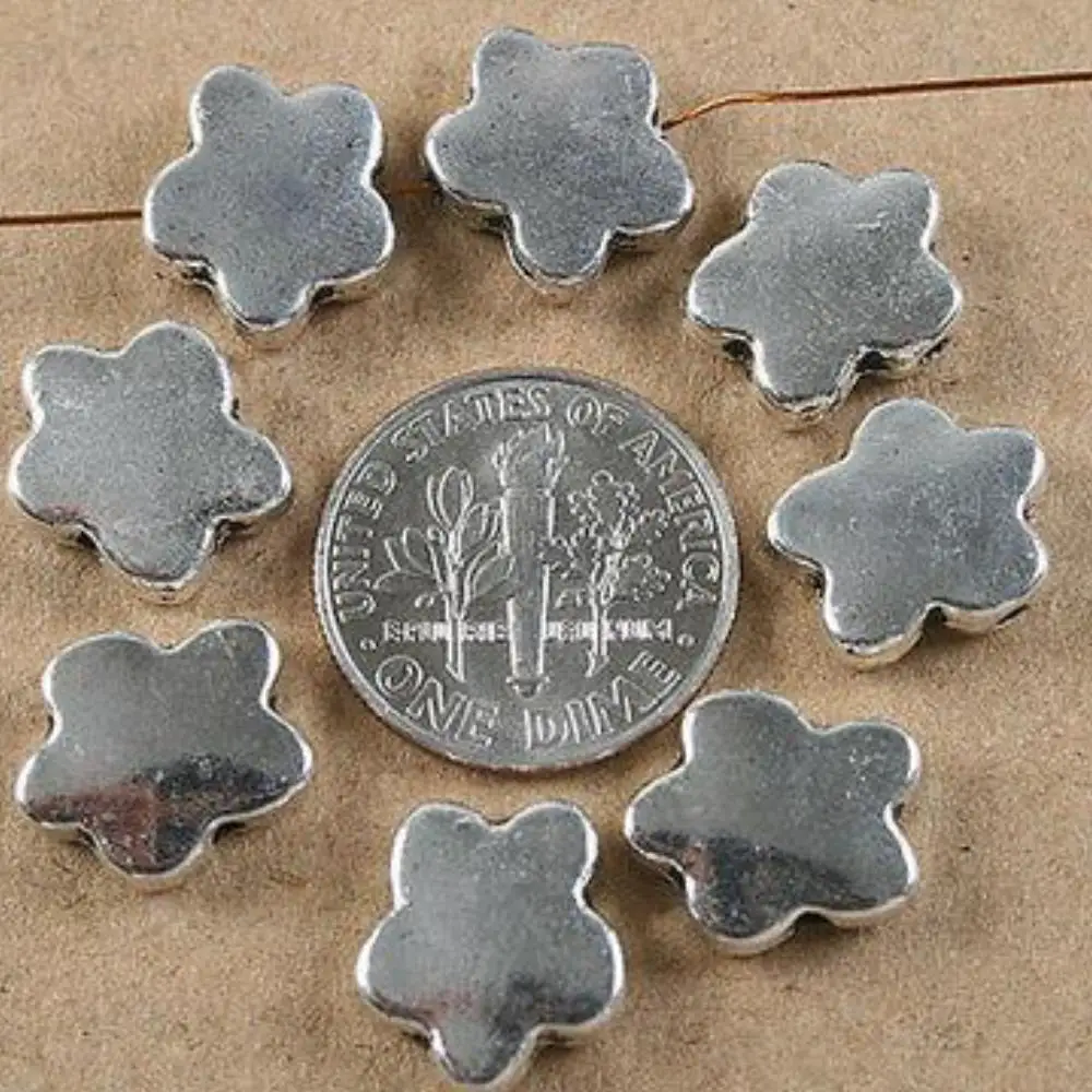 

10PCS TIBETAN SILVER COLOR 2SIDED PLAIN STYLE SPACER BEADS H3640