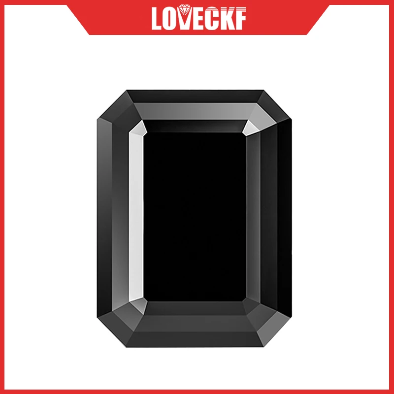 Black Color Moissanite Stone Emerald Cut 0.5-5.0ct Lab Diamond Gemstone Passed Diamond Test with GRA Certificate