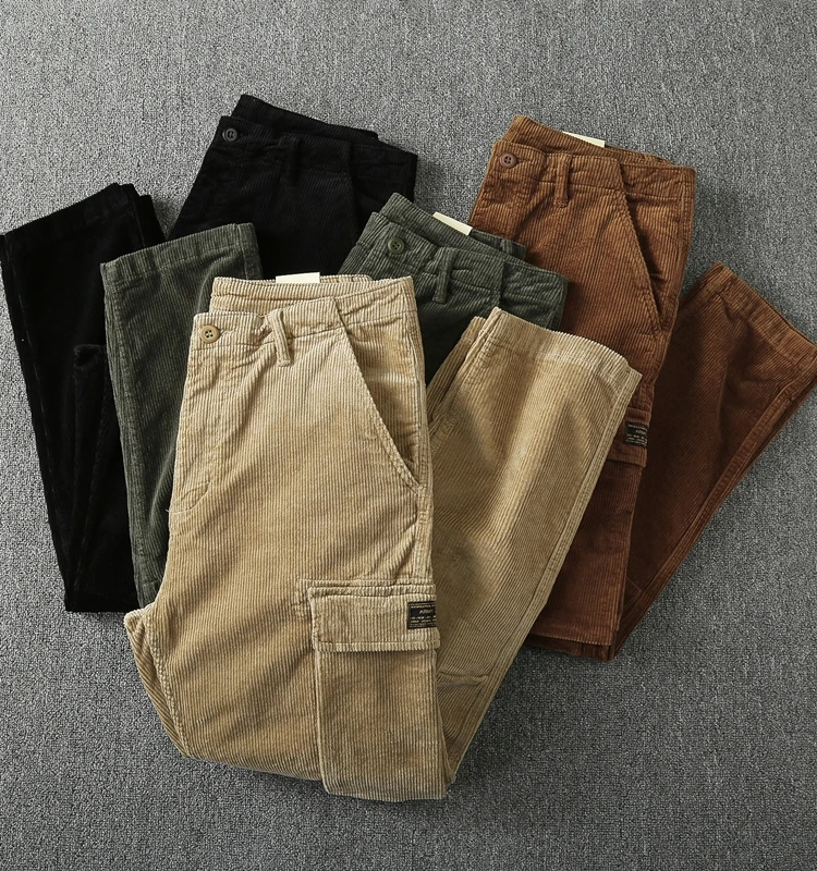 

Вельветовые рабочие брюки в американском стиле ретро, мужские весенне-осенние свободные повседневные модные брендовые прямые брюки для рабочей одежды