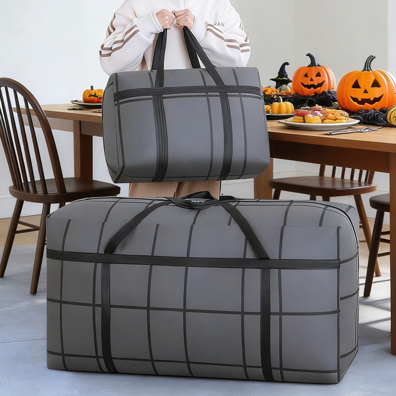 

1 сумка для хранения большой вместимости, из нетканого материала, складная сумка для хранения, сумка для переноски багажа, двойные ручки, двусторонняя молния, f