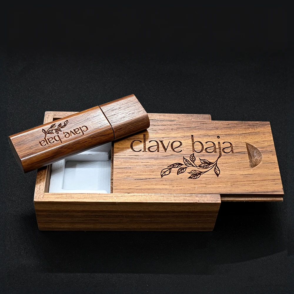 (Free Custom Logo) Hot Sale Wooden + Box Pendrive 64GB Wedding Gift USB Flash Drive 32GB Photography USB 2.0 Memory Stick 16GB