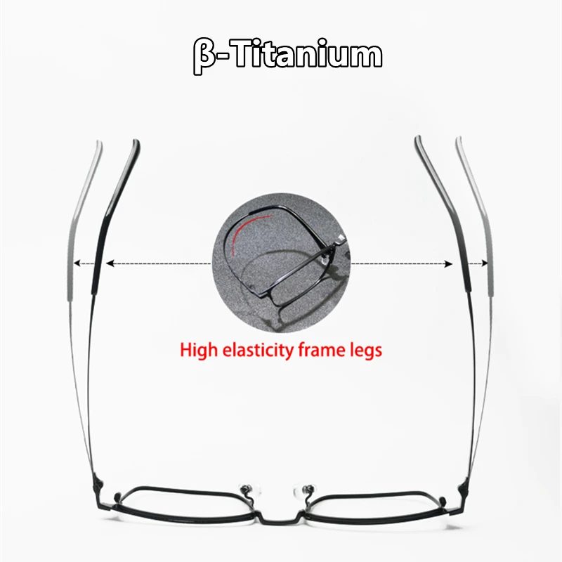 Retro Ultralight Titanium Alloy Optical Prescription Eyeglasses Frame Business Square Photochromic Anti Blue Ray Reading Glasses - Image 3