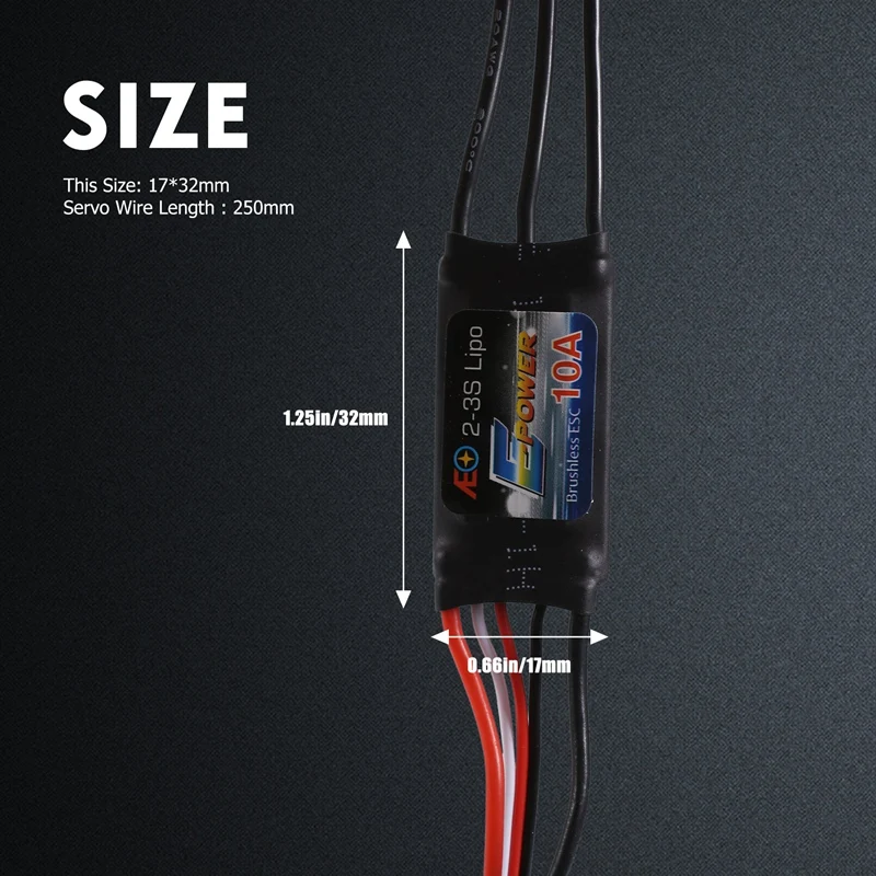 

Контроллер скорости двигателя ESC Контроллер скорости двигателя ESC Бесщеточный ESC для радиоуправляемого самолета с UBEC 10A