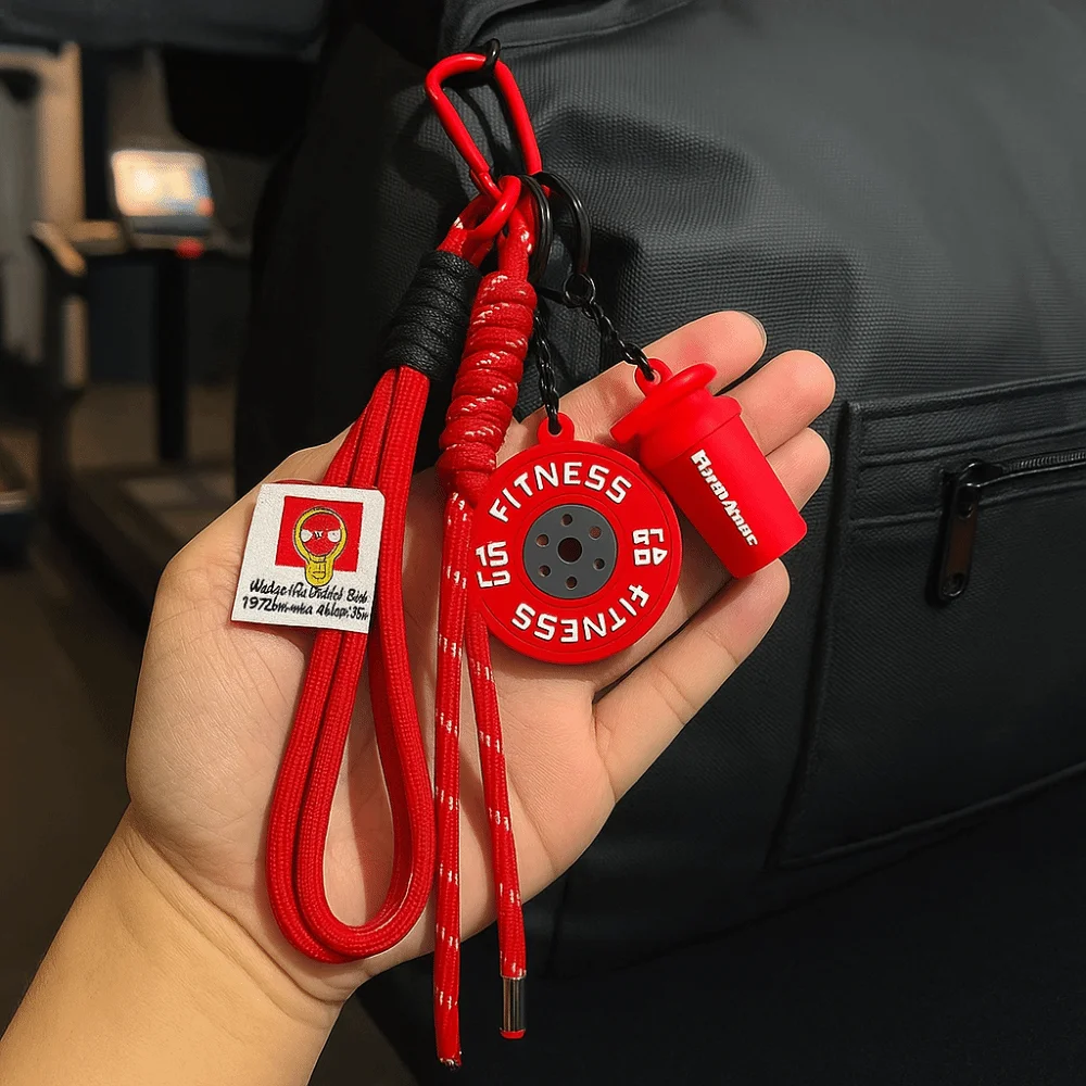 Detachable Barbell Plates Keychain Water Cups D-shaped Buckle Simulation Barbell Keyring Creative Dopamine