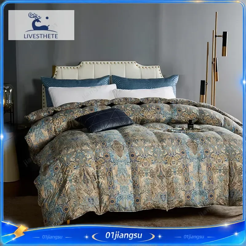 100 Percent Goose Down Duvet Comforter 3D Bread Shape Winter Warm Quilt European Palace Style Cotton Cover Bedding for Queen