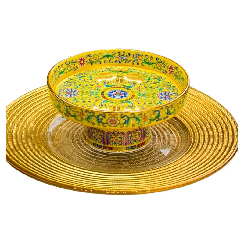 Enamel color 6-inch Chinese serving plate, fruit plate, household offering plate