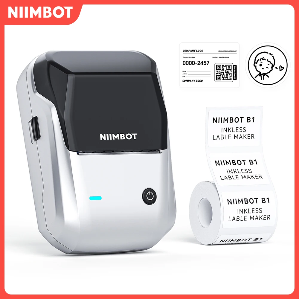 Niimbot B1 صانع الملصقات اللاسلكية سماعة لاسلكية تعمل بالبلوتوث ملصق ورق حراري ذاتي اللصق للأعمال والمكتب المنزلي #1