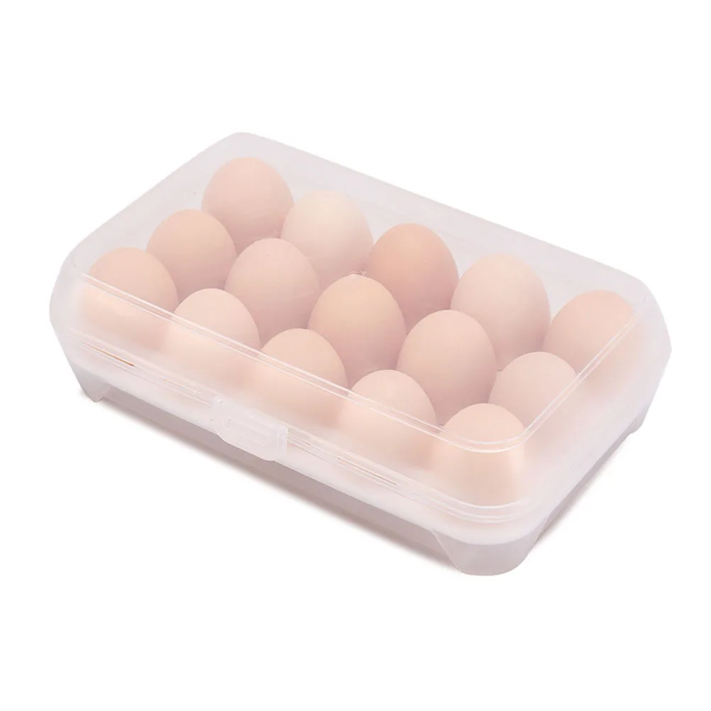 

Plastic Holder 15 Grid Kitchen Egg Container for Refrigerator Storage White Egg Tray Storer Food Preservation Box